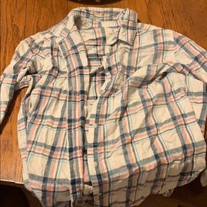 Flannel Button up long sleeve shirt boyfriend fit